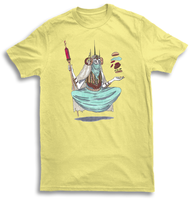 Mens Burger Witch Yellow Tshirt by Griffin Cook