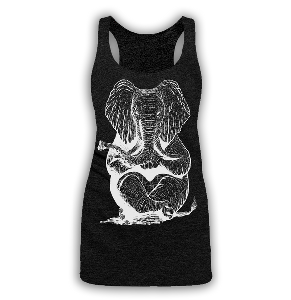 Zen Elephant Ladies Charcoal Tanktop by Yeah Right