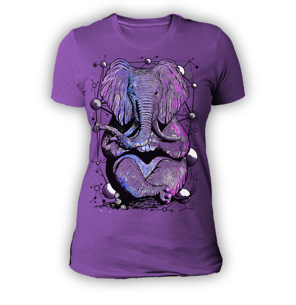 Zen Elephant Ladies Purple Tshirt by Yeah Right